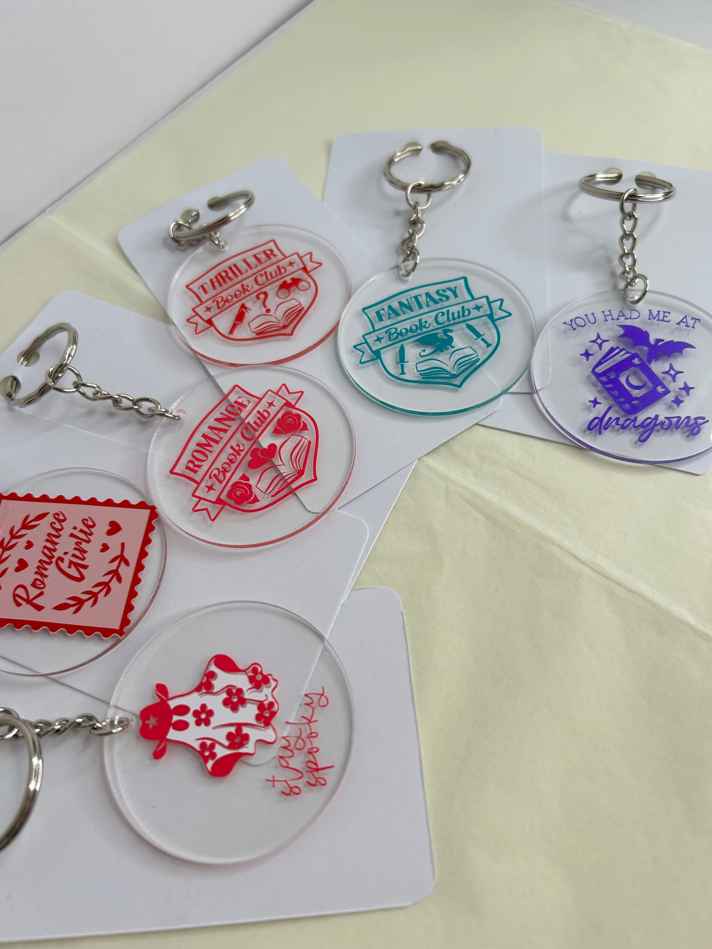 Bookish keychains