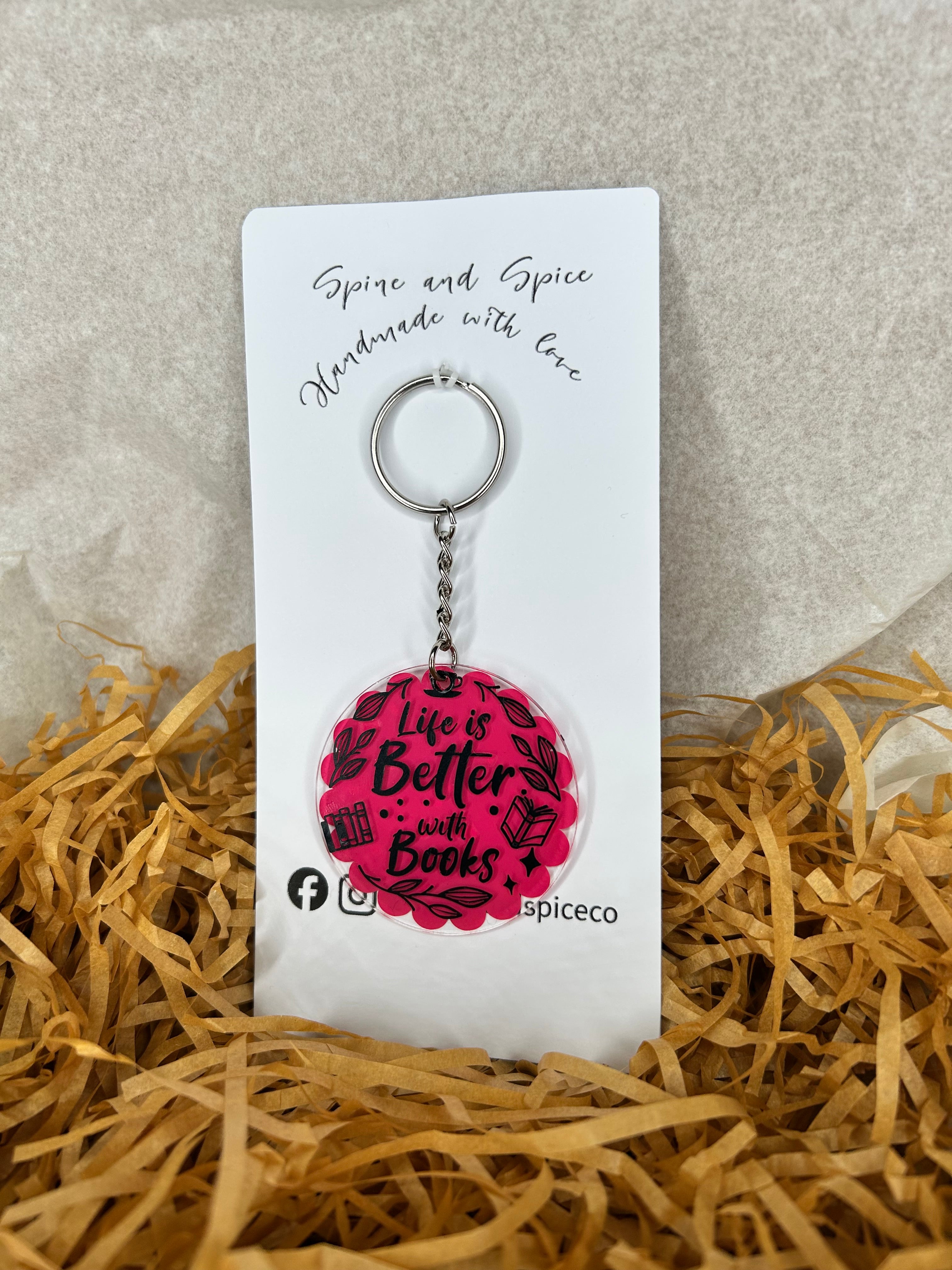 Bookish keychain - life is better with books