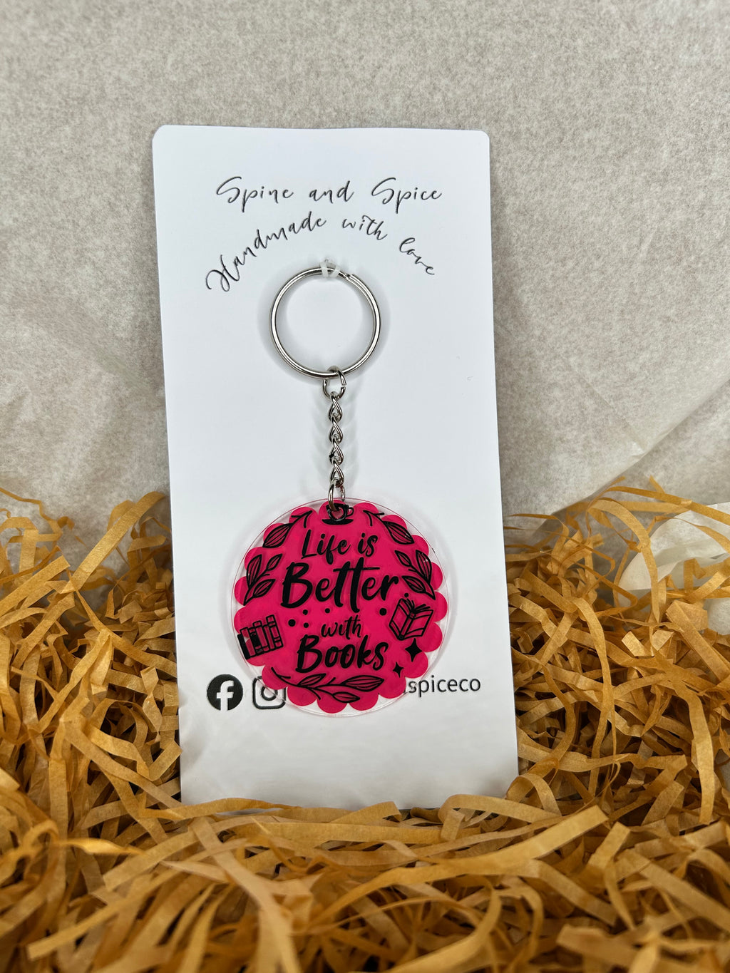 Bookish keychain - life is better with books