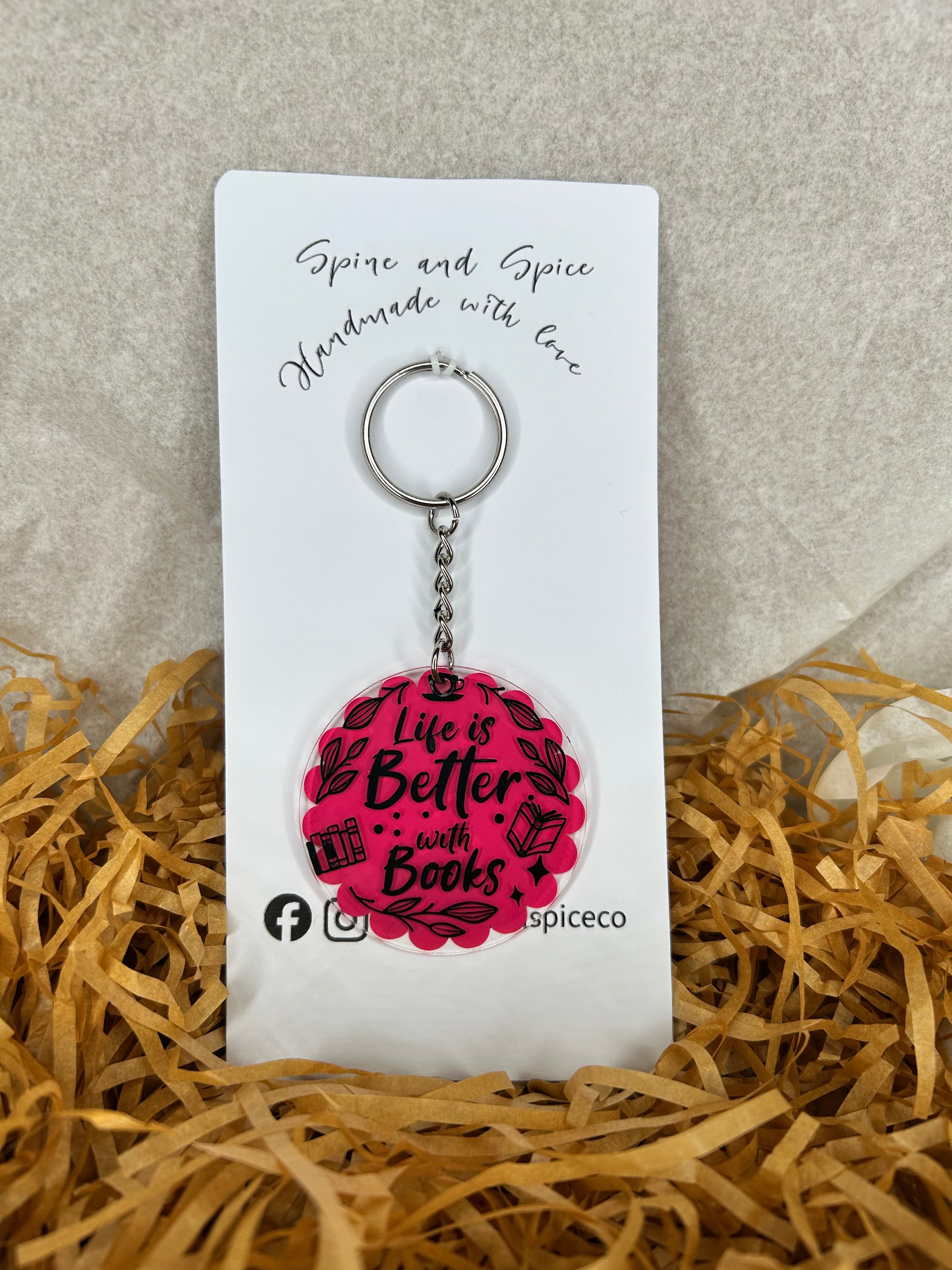 Bookish keychain - life is better with books